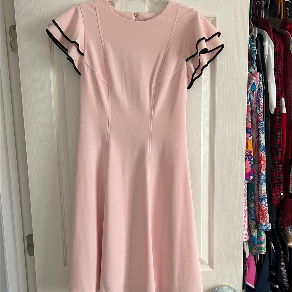 Tommy Hilfiger Pink Midi Dress with Black Trim